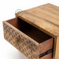ELEGANT CARVED WOODEN BEDSIDE TABLE WITH 2 DRAWERS