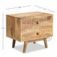 ELEGANT CARVED WOODEN BEDSIDE TABLE WITH 2 DRAWERS