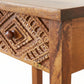 COMPACT CARVED WOODEN BEDSIDE TABLE WITH SINGLE DRAWER
