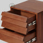 MODERN SLATTED WOODEN BEDSIDE TABLE WITH METAL LEGS