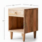 MODERN WOODEN BEDSIDE TABLE WITH DRAWER AND OPEN SHELF