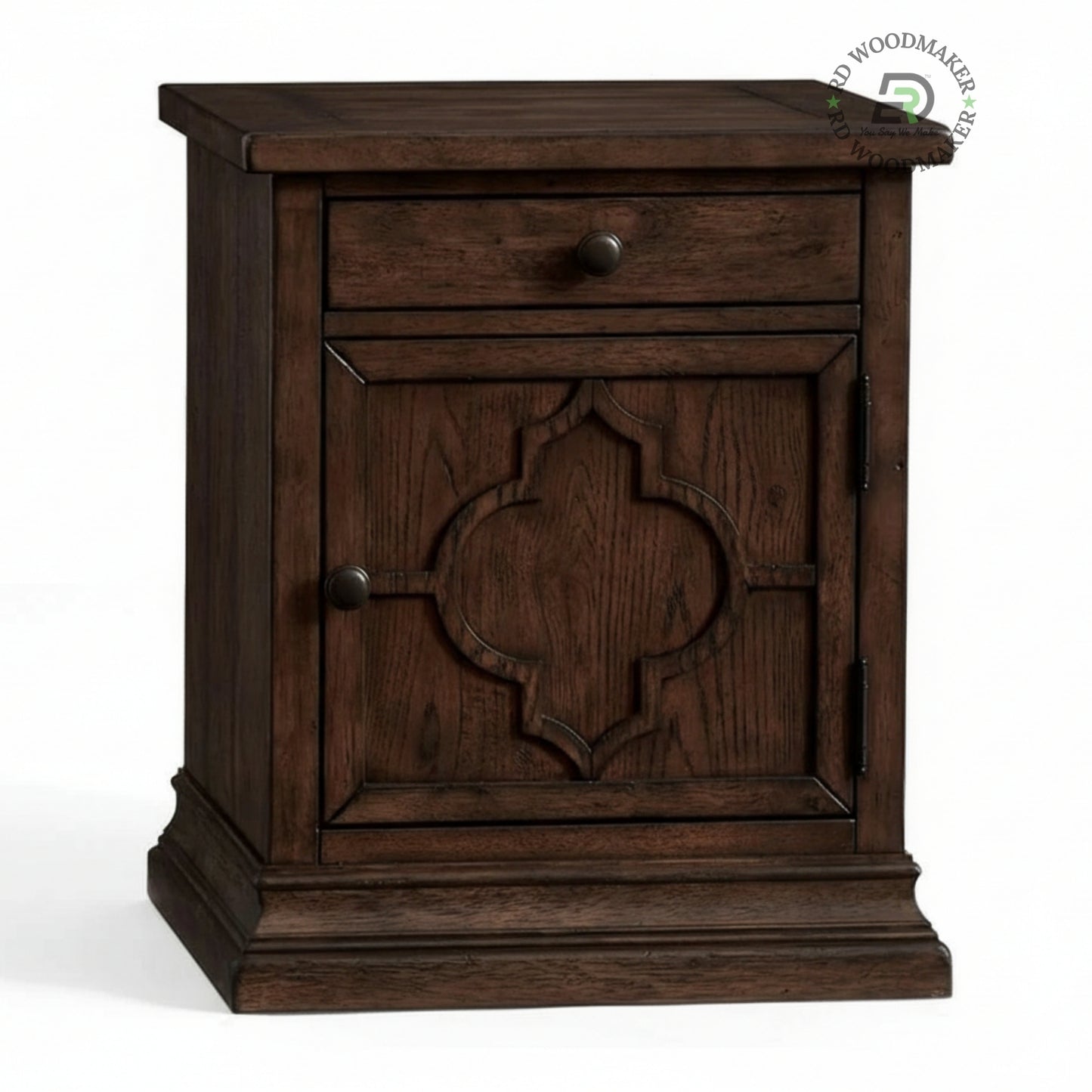 ROYAL WOODEN BEDSIDE TABLE WITH DRAWER AND CABINET