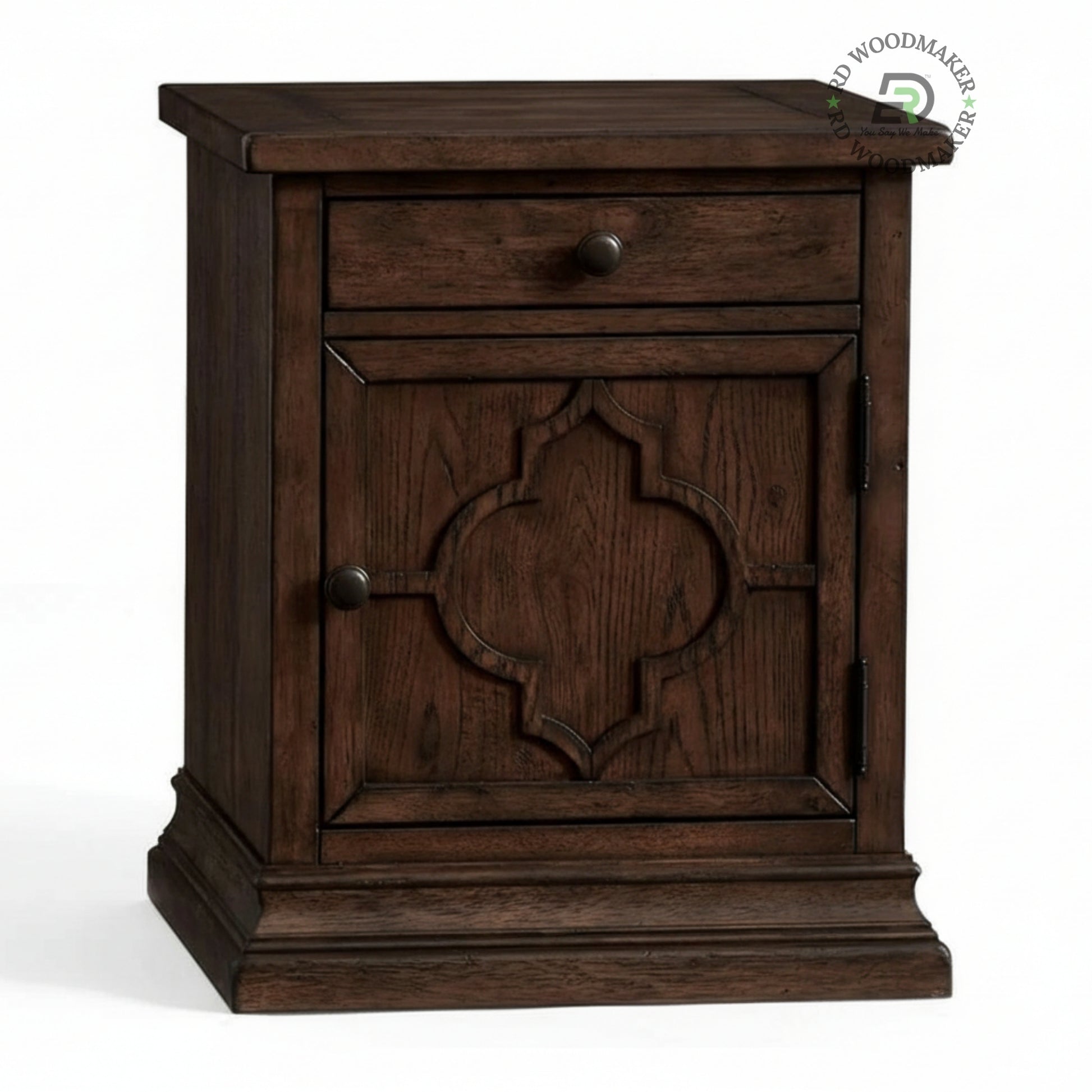 ROYAL WOODEN BEDSIDE TABLE WITH DRAWER AND CABINET