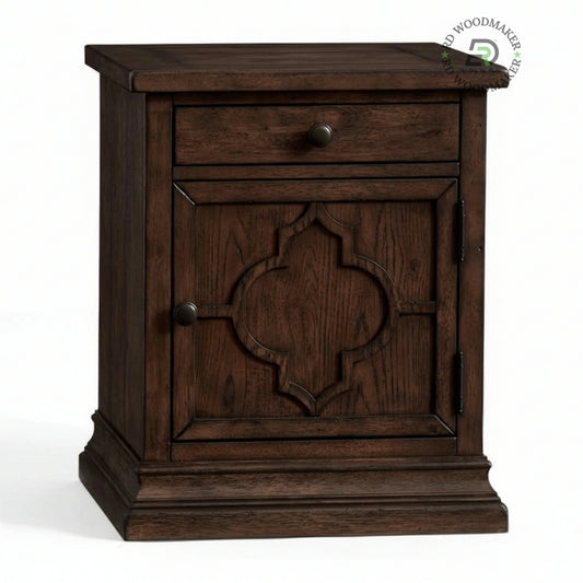 ROYAL WOODEN BEDSIDE TABLE WITH DRAWER AND CABINET