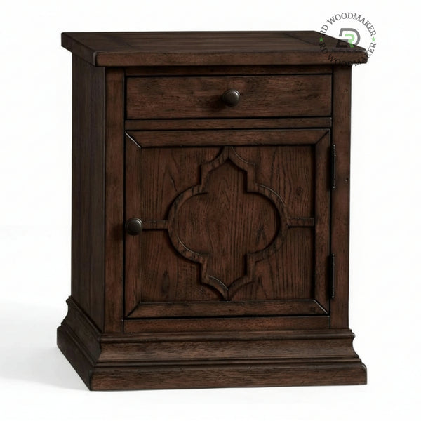 ROYAL WOODEN BEDSIDE TABLE WITH DRAWER AND CABINET