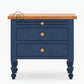 CLASSIC BLUE WOODEN BEDSIDE TABLE WITH 3 DRAWERS