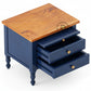 CLASSIC BLUE WOODEN BEDSIDE TABLE WITH 3 DRAWERS