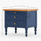 CLASSIC BLUE WOODEN BEDSIDE TABLE WITH 3 DRAWERS