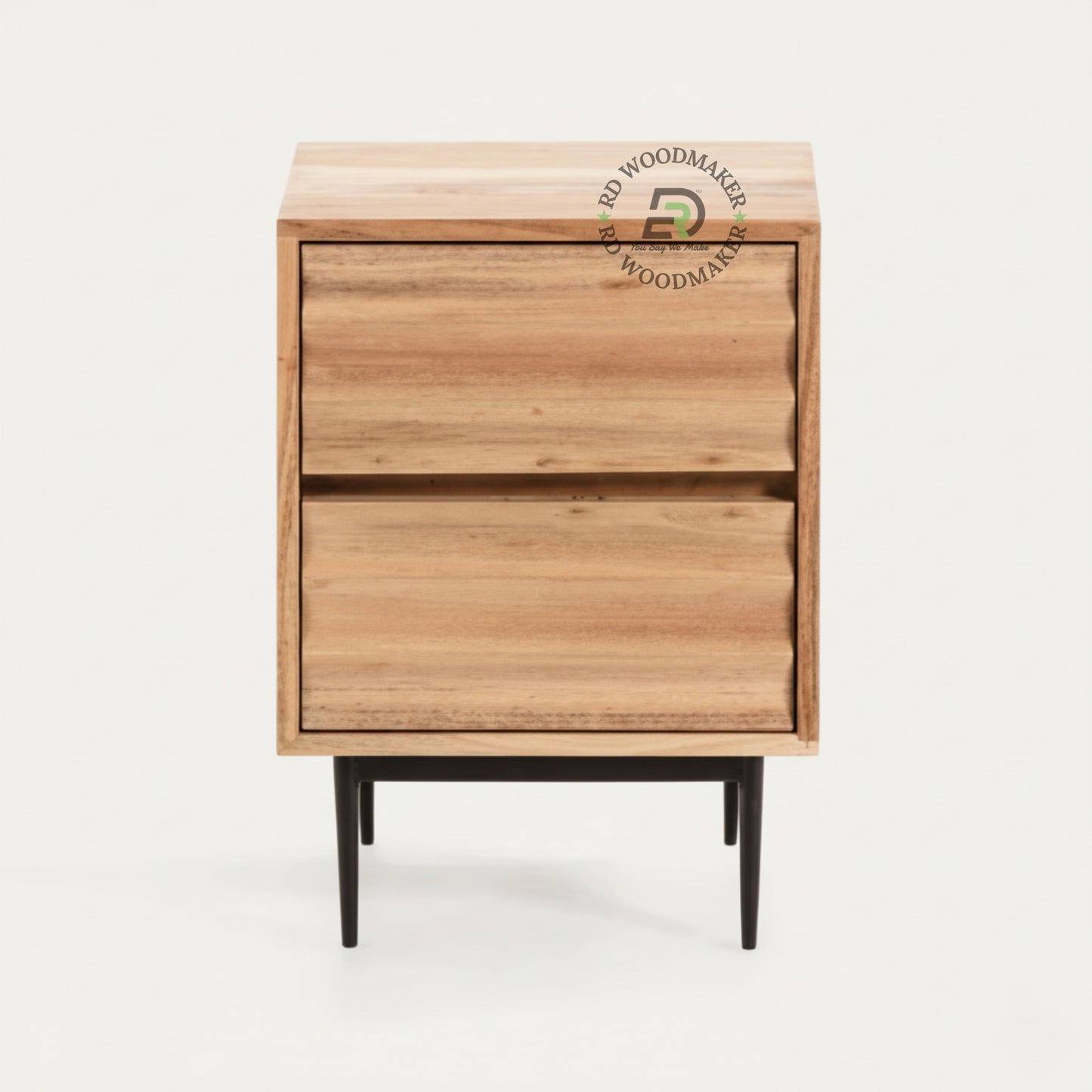 MODERN TWO DRAWER WOODEN BEDSIDE TABLE