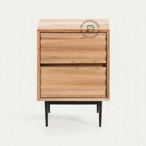 MODERN TWO DRAWER WOODEN BEDSIDE TABLE