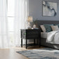 ROYAL BLACK WOODEN BEDSIDE TABLE WITH STORAGE SHELF