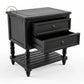 ROYAL BLACK WOODEN BEDSIDE TABLE WITH STORAGE SHELF