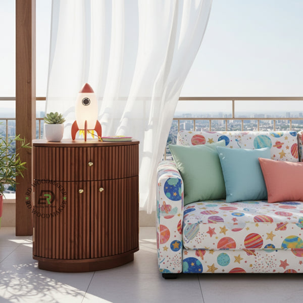 FLUTED CURVE BEDSIDE
