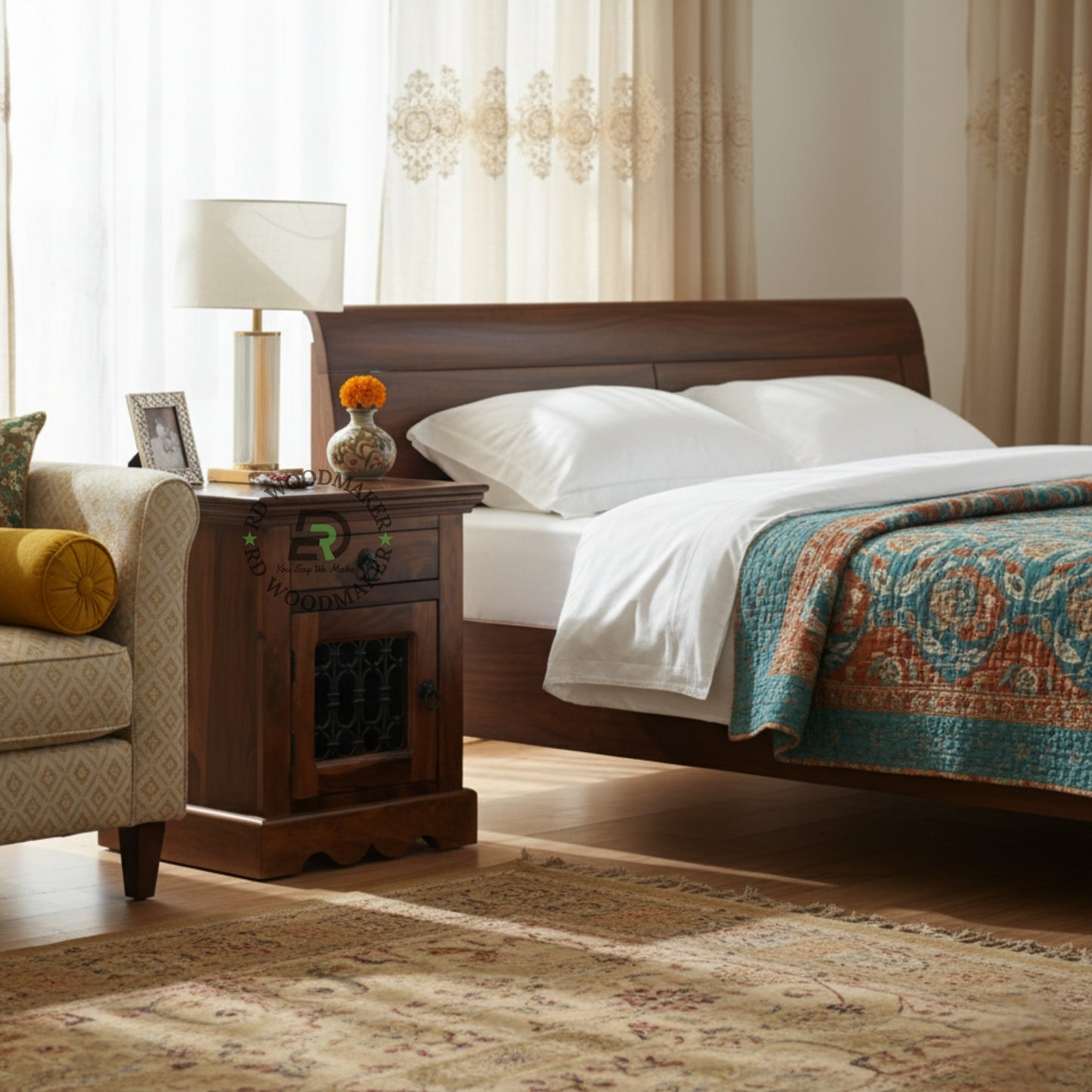 RUSTIC IRON-GRILL BEDSIDE