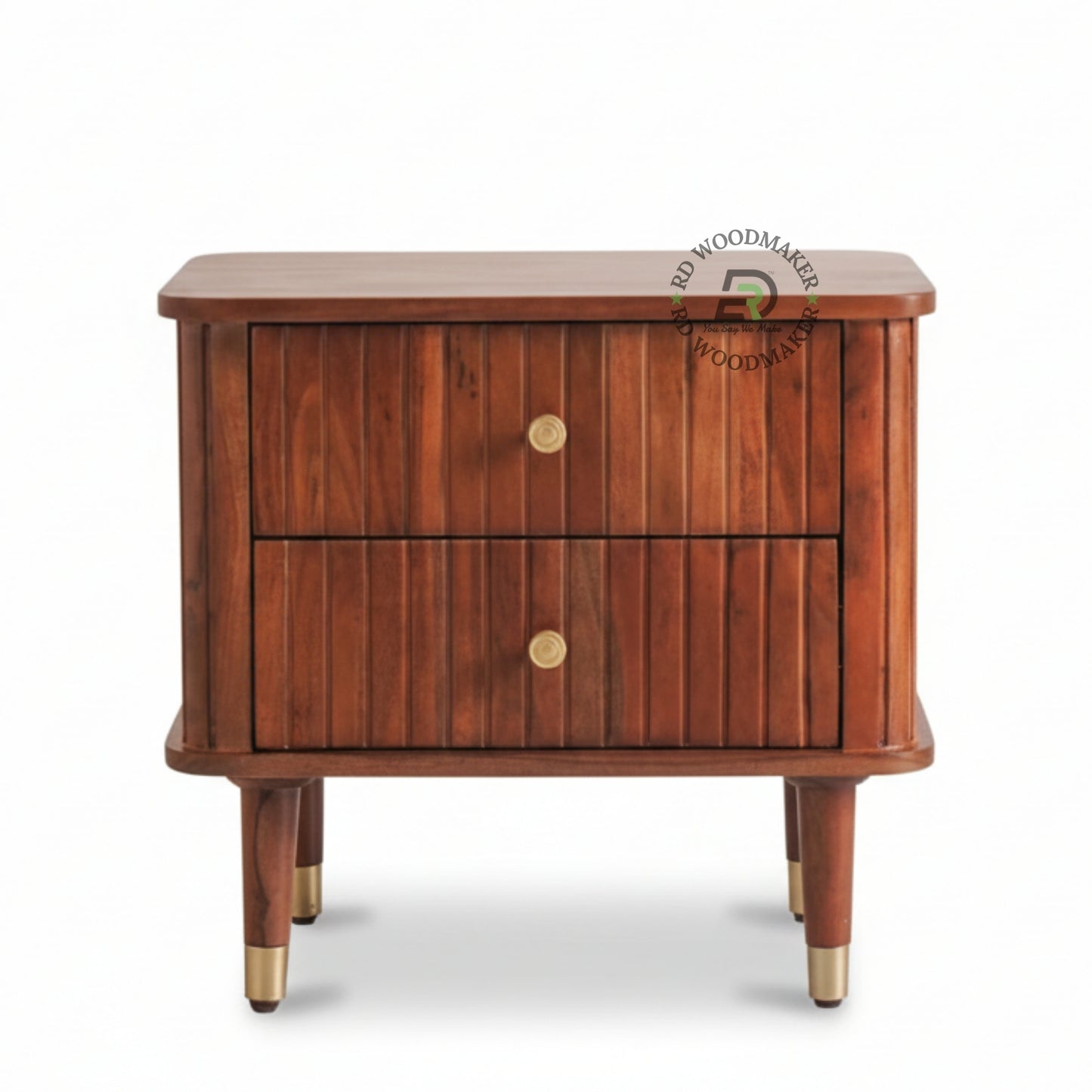 FLUTED BRASS-LEG BEDSIDE