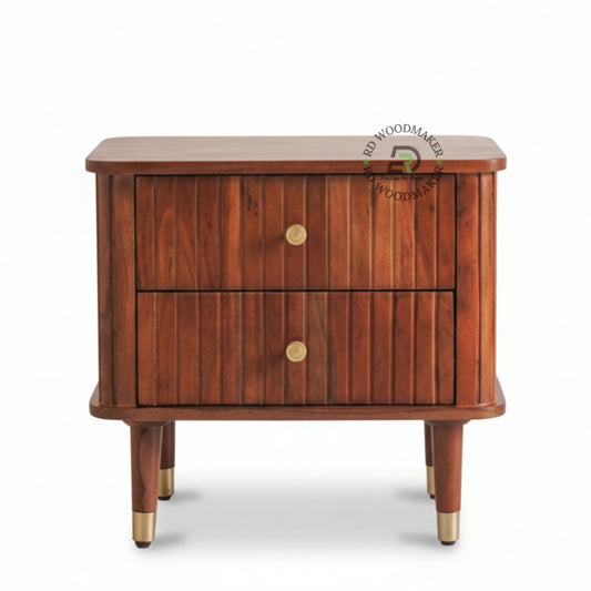 FLUTED BRASS-LEG BEDSIDE