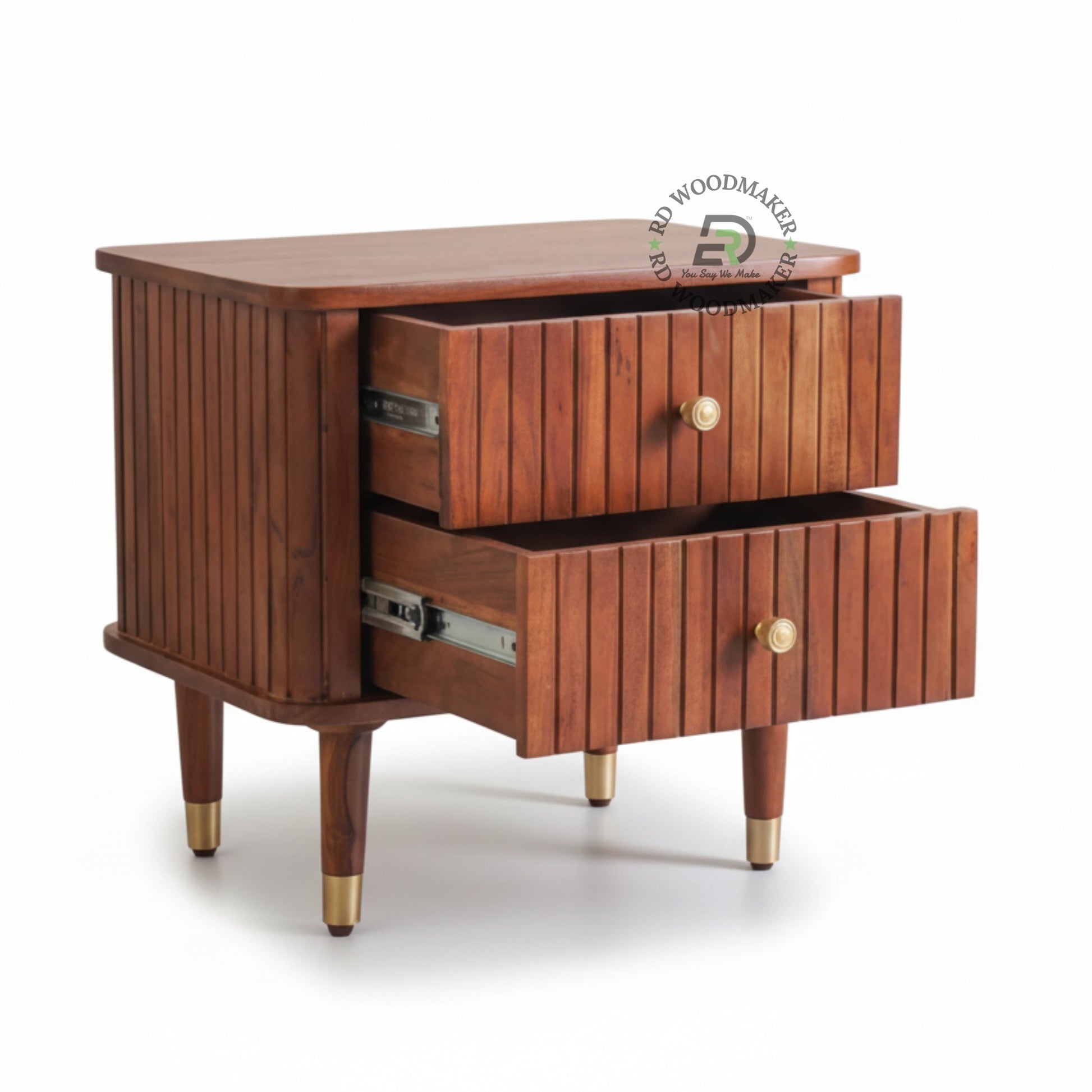 FLUTED BRASS-LEG BEDSIDE