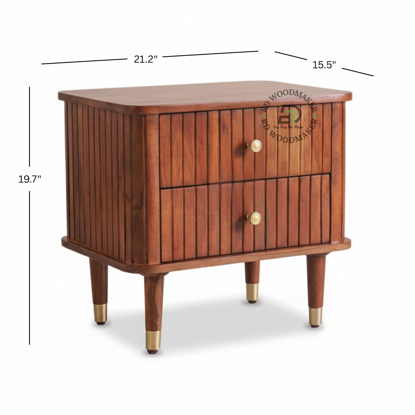 FLUTED BRASS-LEG BEDSIDE