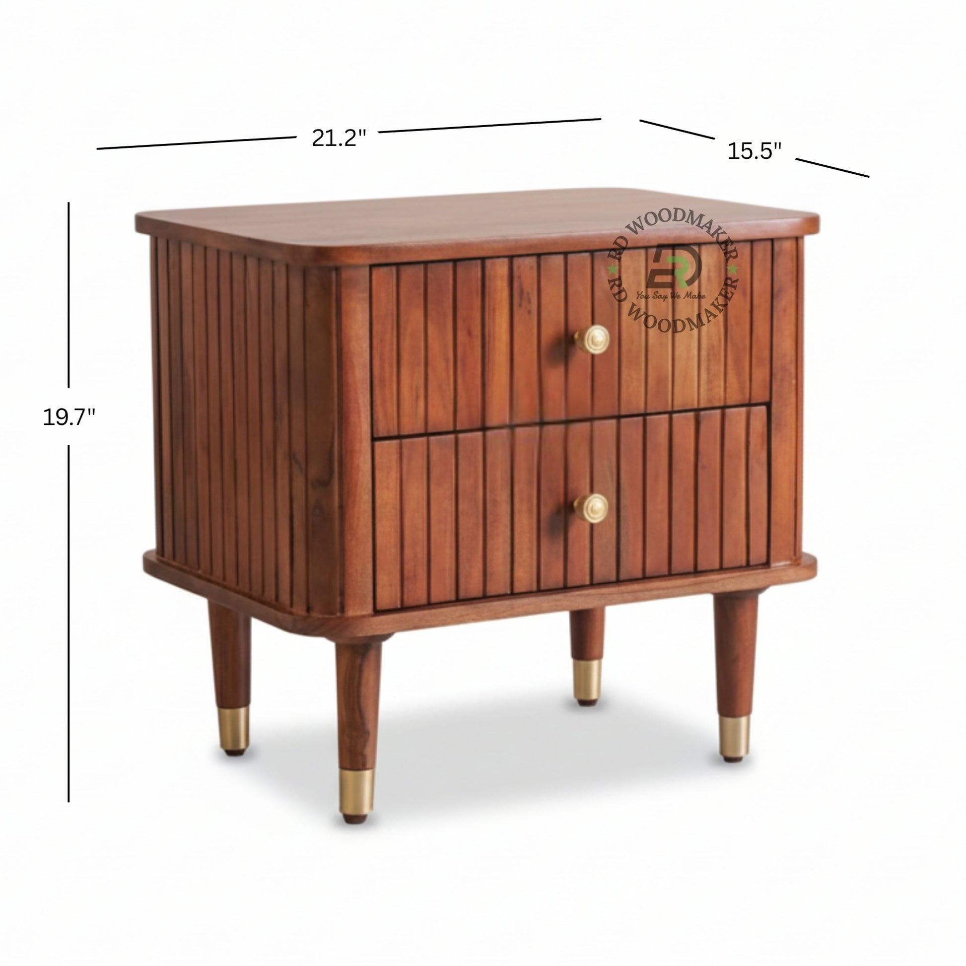 FLUTED BRASS-LEG BEDSIDE