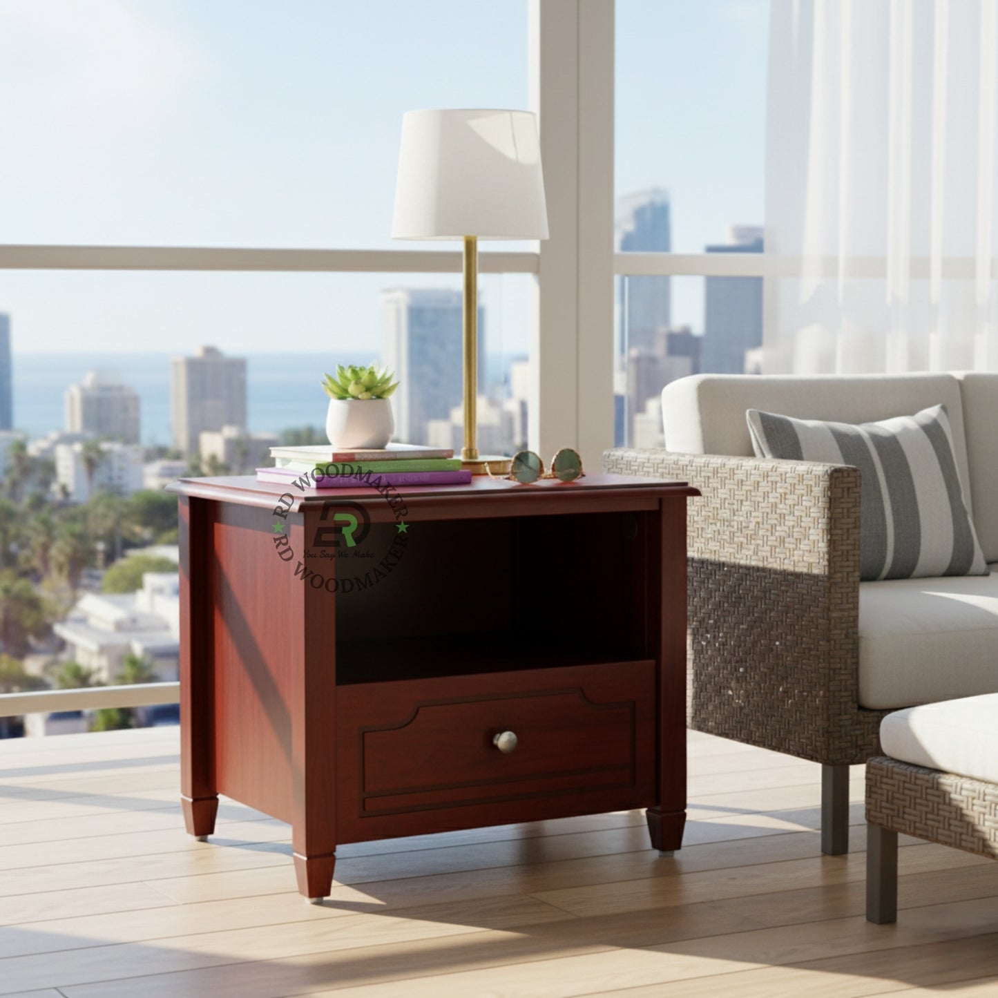 MAHOGANY CUBBY BEDSIDE