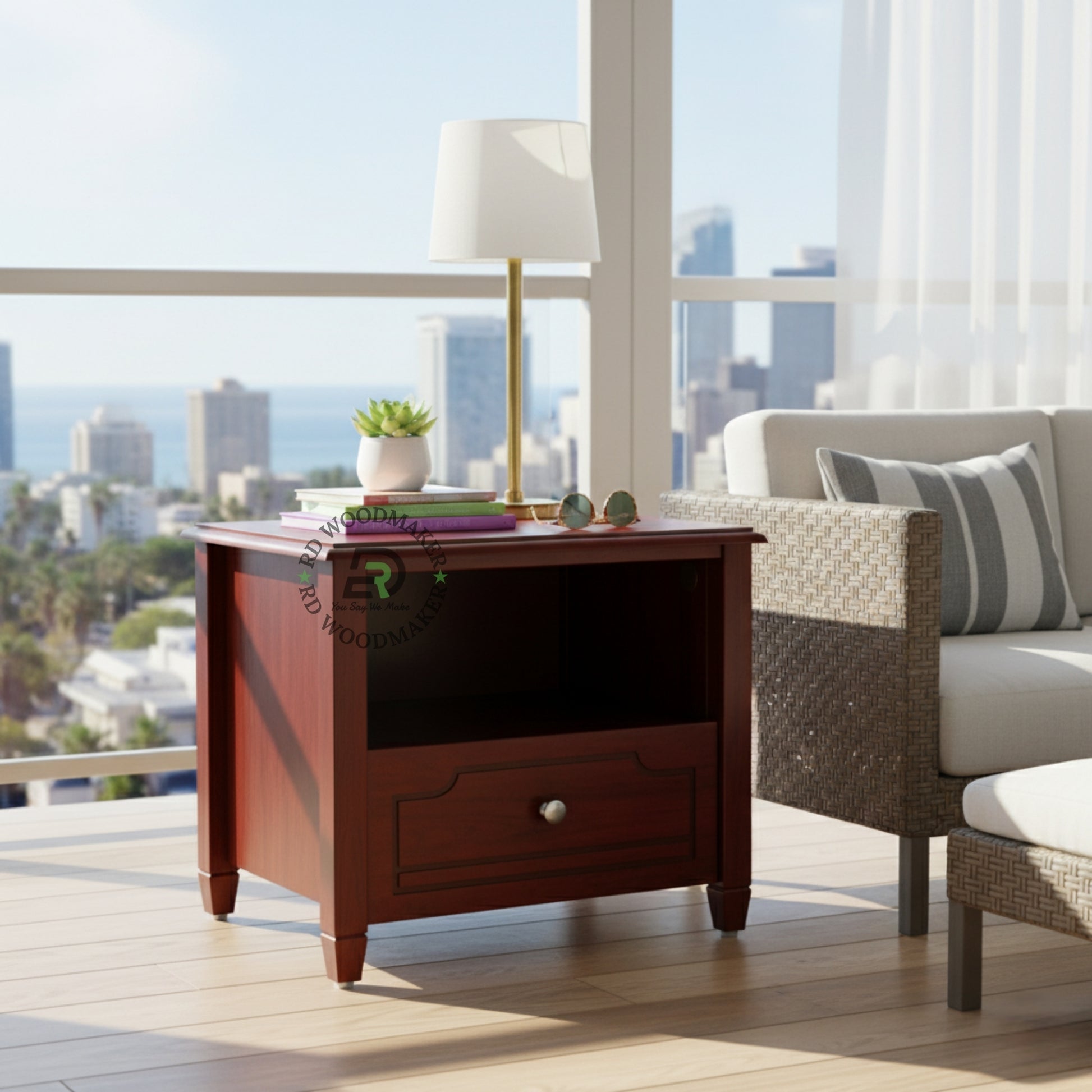MAHOGANY CUBBY BEDSIDE