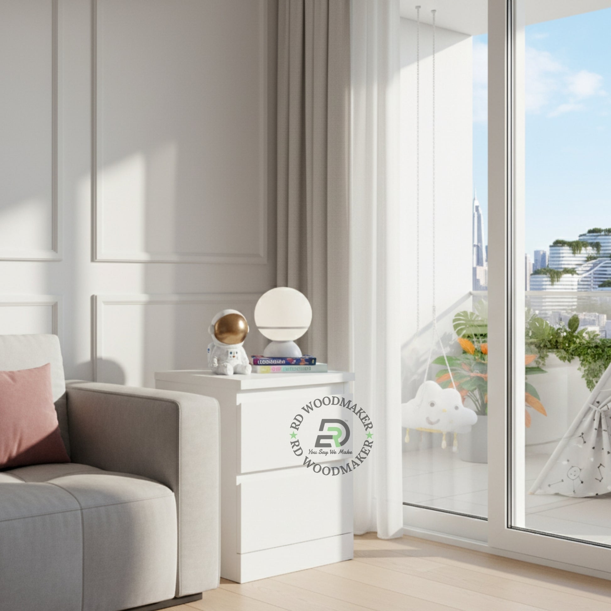 MINIMALIST WHITE BEDSIDE