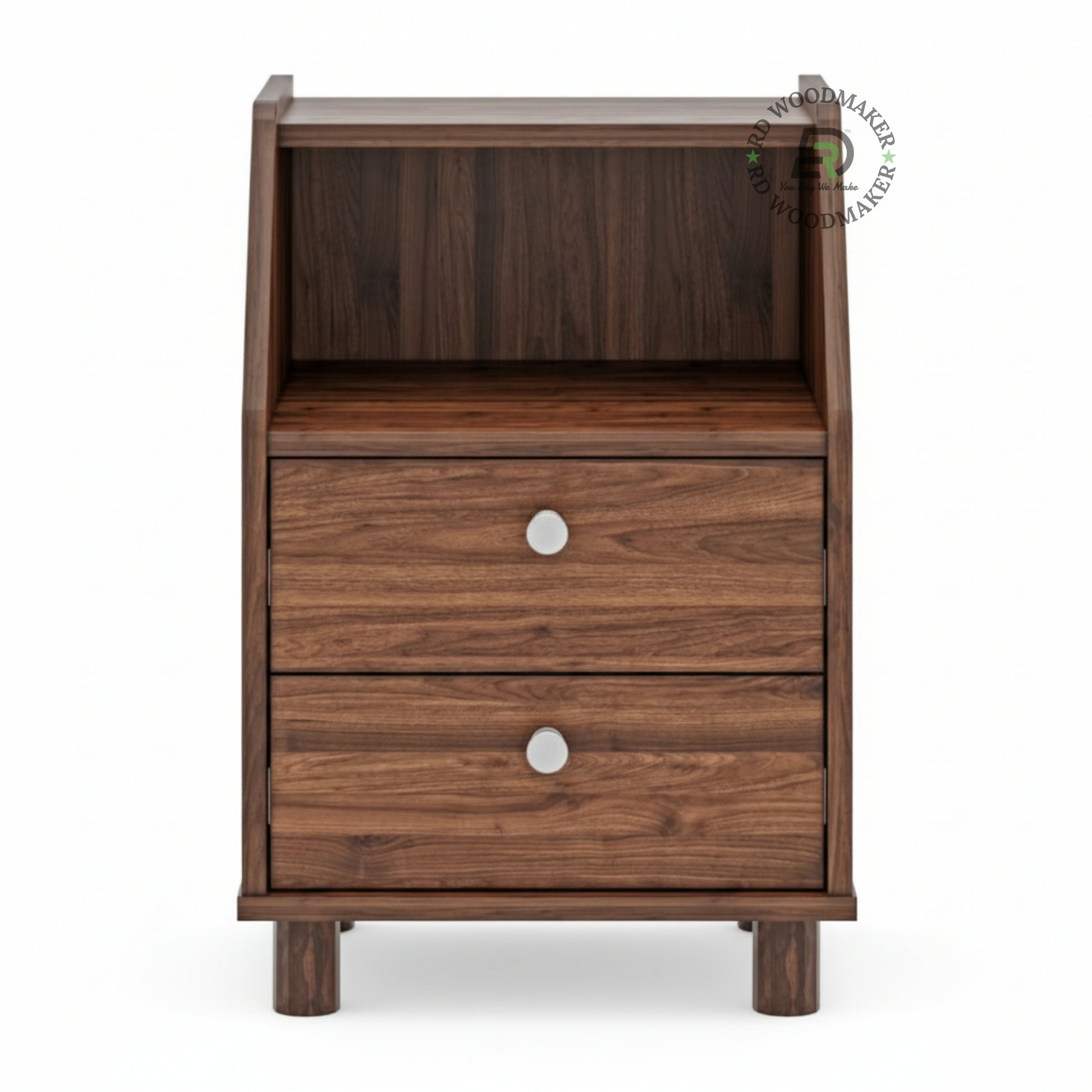 WALNUT SLANT-TOP BEDSIDE