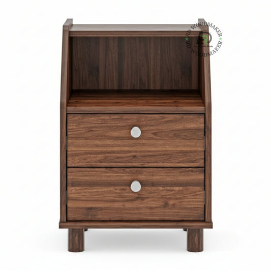 WALNUT SLANT-TOP BEDSIDE