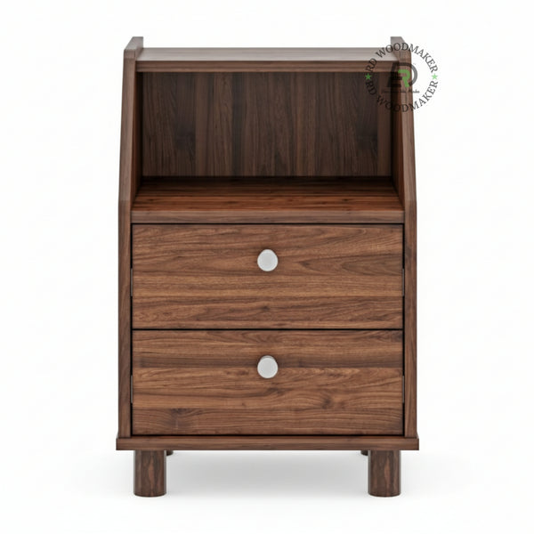 WALNUT SLANT-TOP BEDSIDE
