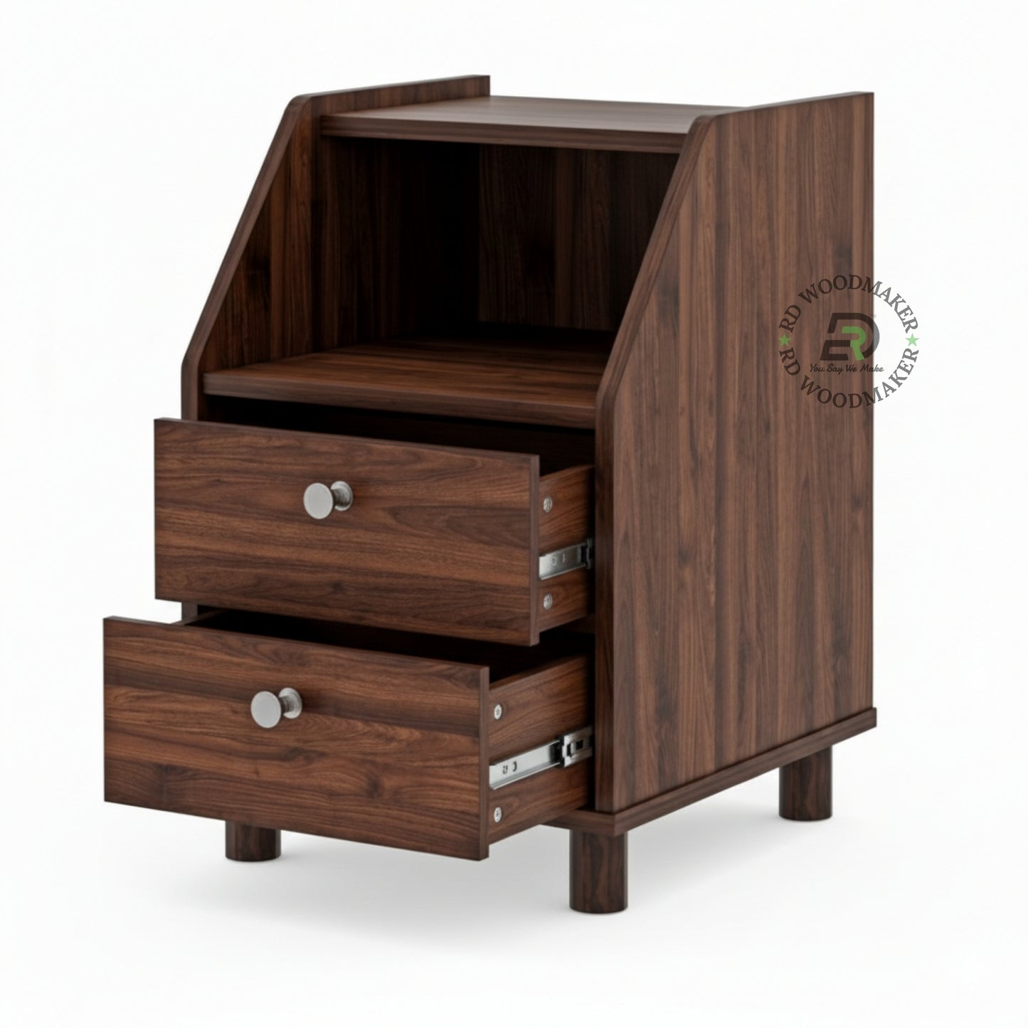 WALNUT SLANT-TOP BEDSIDE