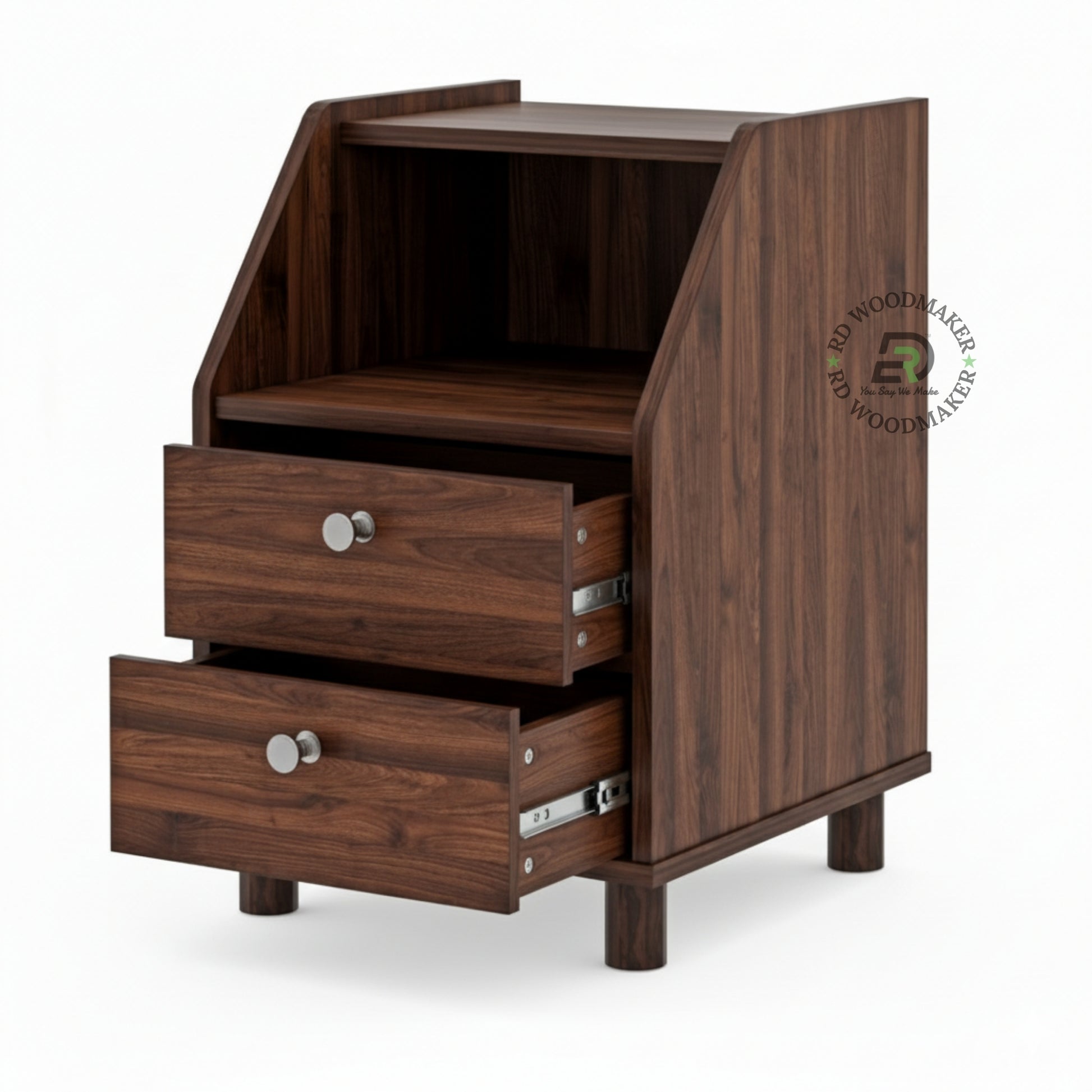 WALNUT SLANT-TOP BEDSIDE