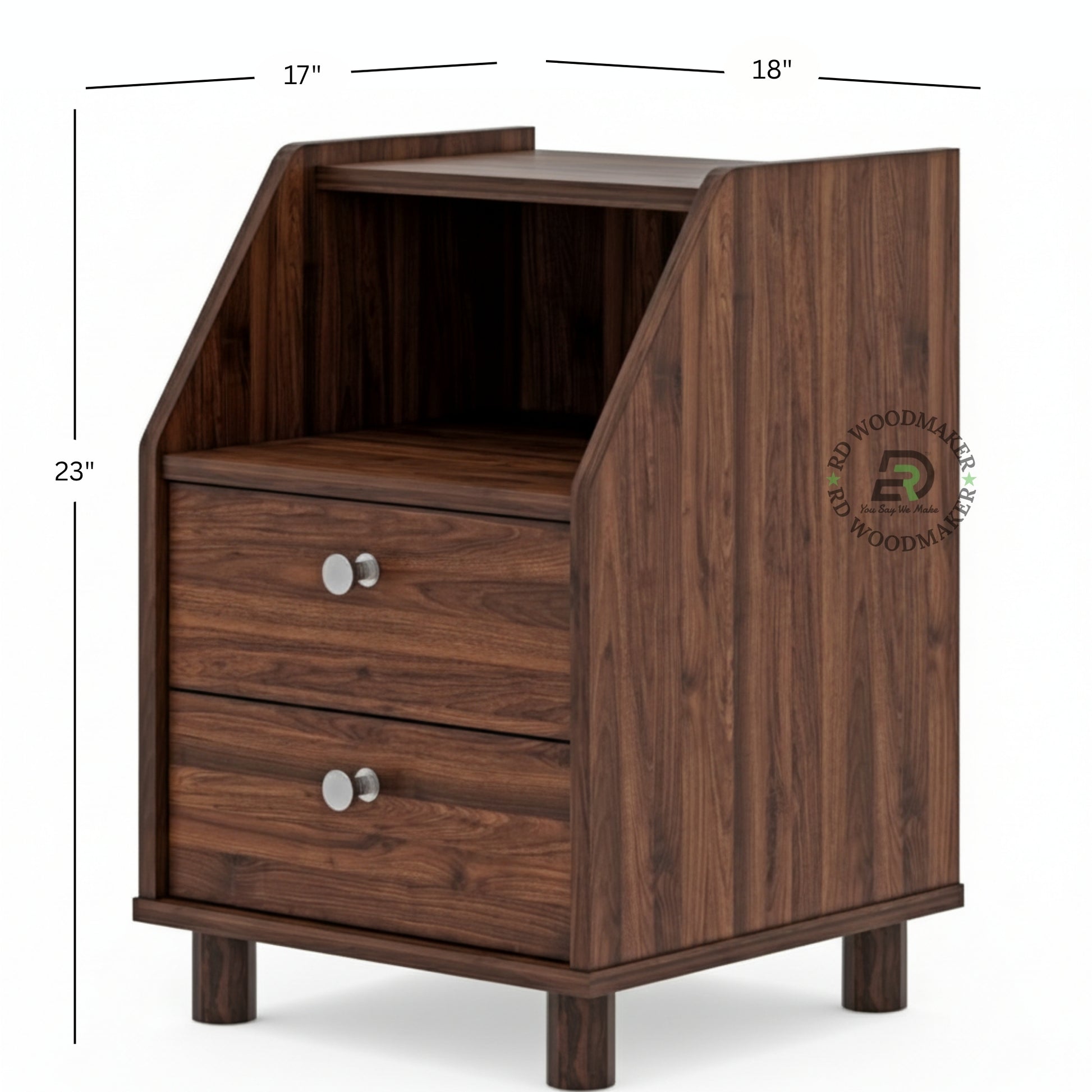 WALNUT SLANT-TOP BEDSIDE