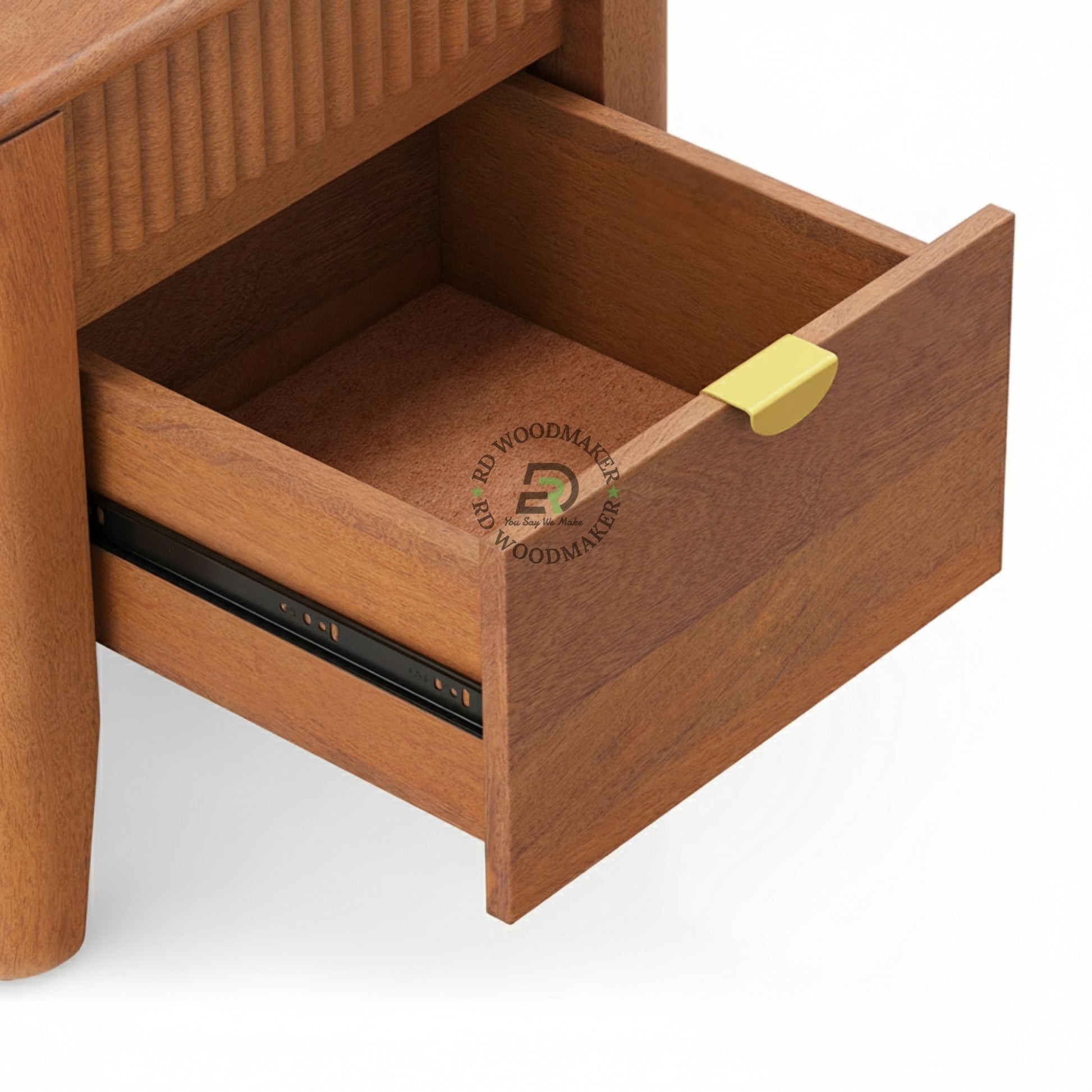 MODERN FLUTED WOODEN BEDSIDE TABLE WITH STORAGE DRAWER