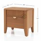 MODERN FLUTED WOODEN BEDSIDE TABLE WITH STORAGE DRAWER
