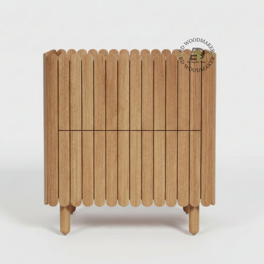 FLUTED WOOD BEDSIDE TABLE