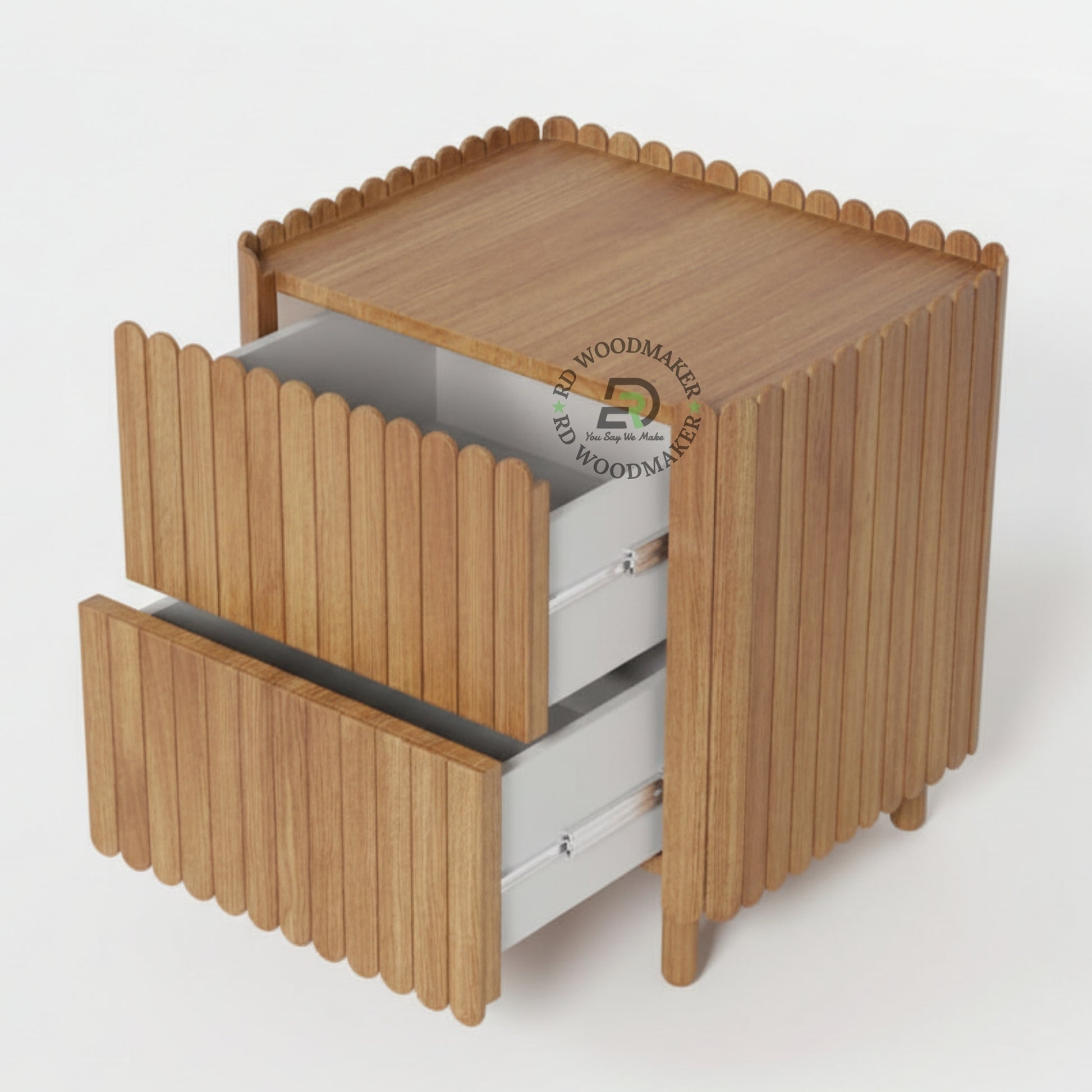 FLUTED WOOD BEDSIDE TABLE