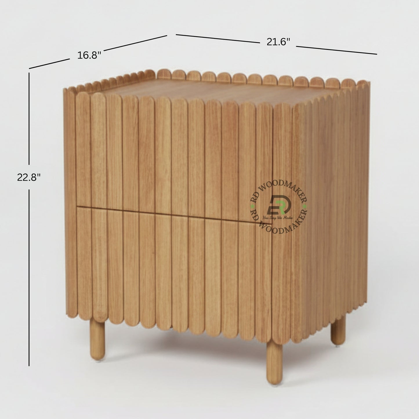 FLUTED WOOD BEDSIDE TABLE