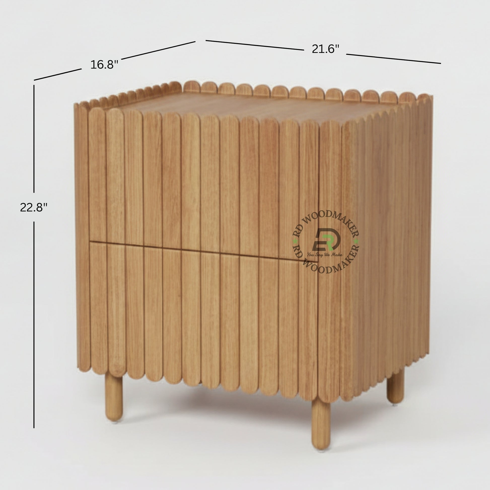 FLUTED WOOD BEDSIDE TABLE