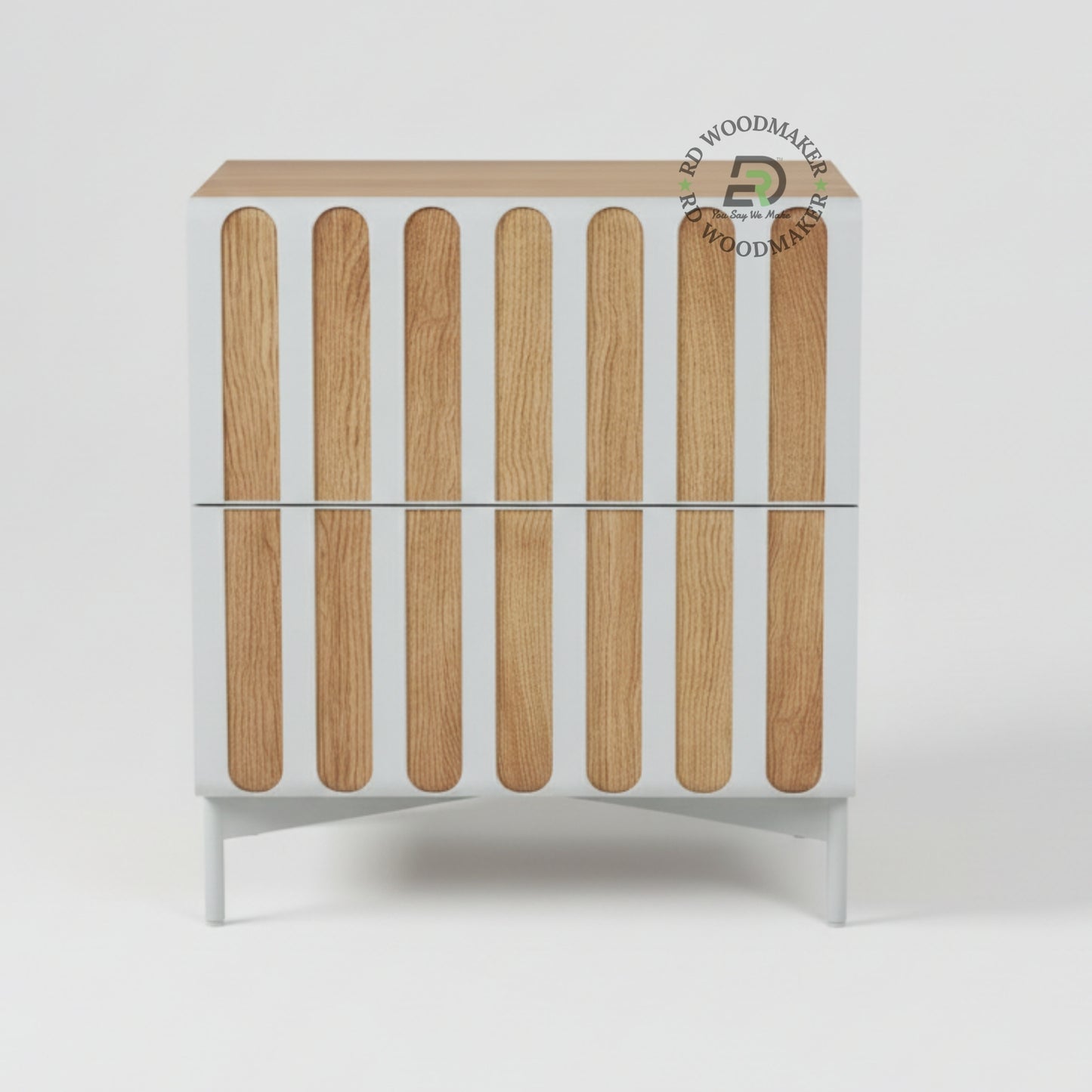 SLATTED DUAL-TONE BEDSIDE TABLE
