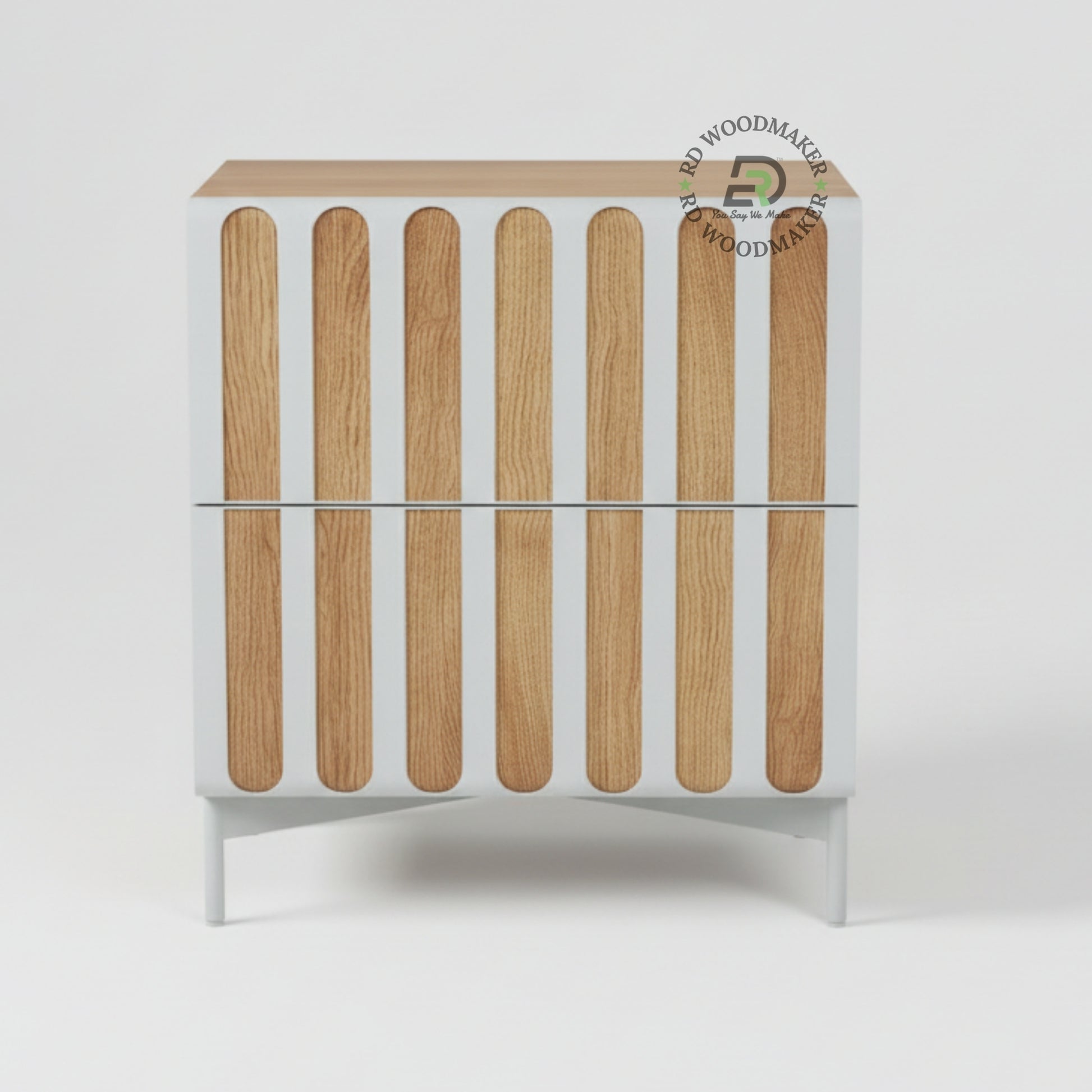 SLATTED DUAL-TONE BEDSIDE TABLE