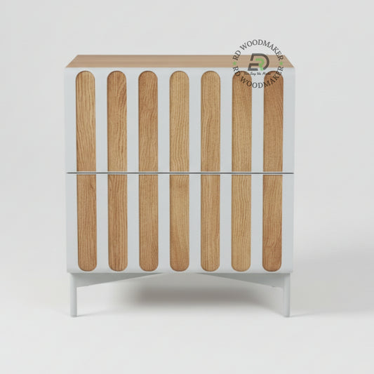 SLATTED DUAL-TONE BEDSIDE TABLE
