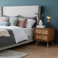MODERN RATTAN WOODEN BEDSIDE TABLE WITH 2 DRAWERS