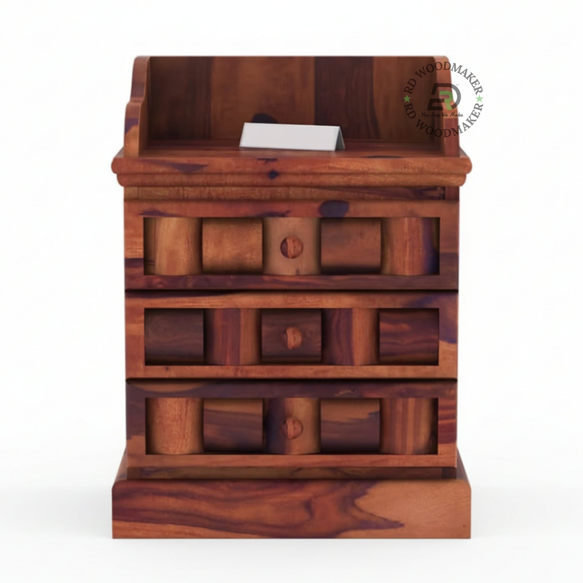 RUSTIC BLOCK-CARVED BEDSIDE