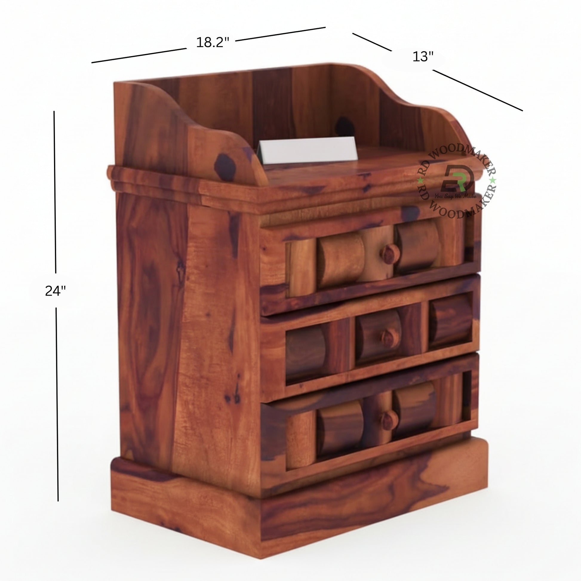 RUSTIC BLOCK-CARVED BEDSIDE