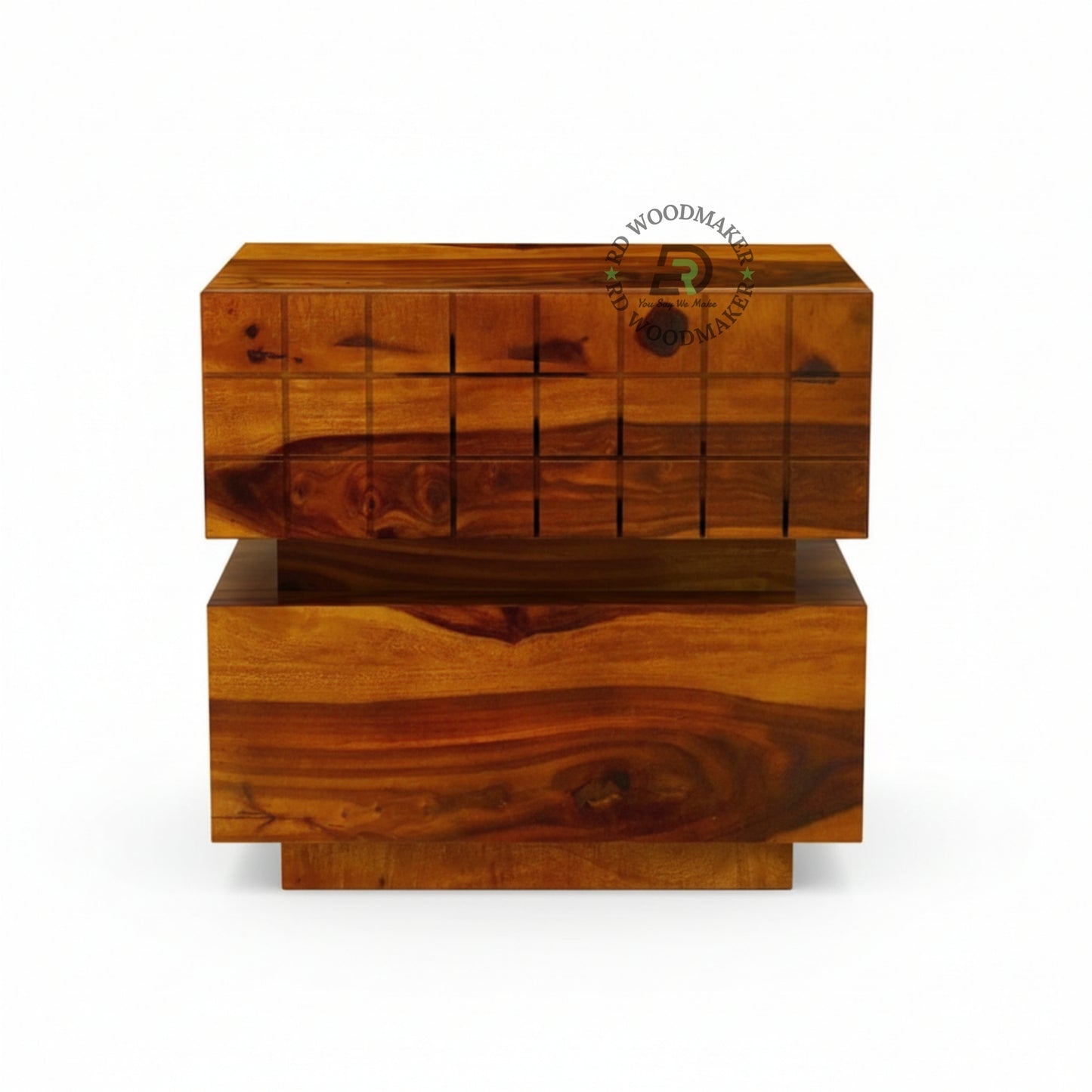MODERN GRID-CARVED BEDSIDE