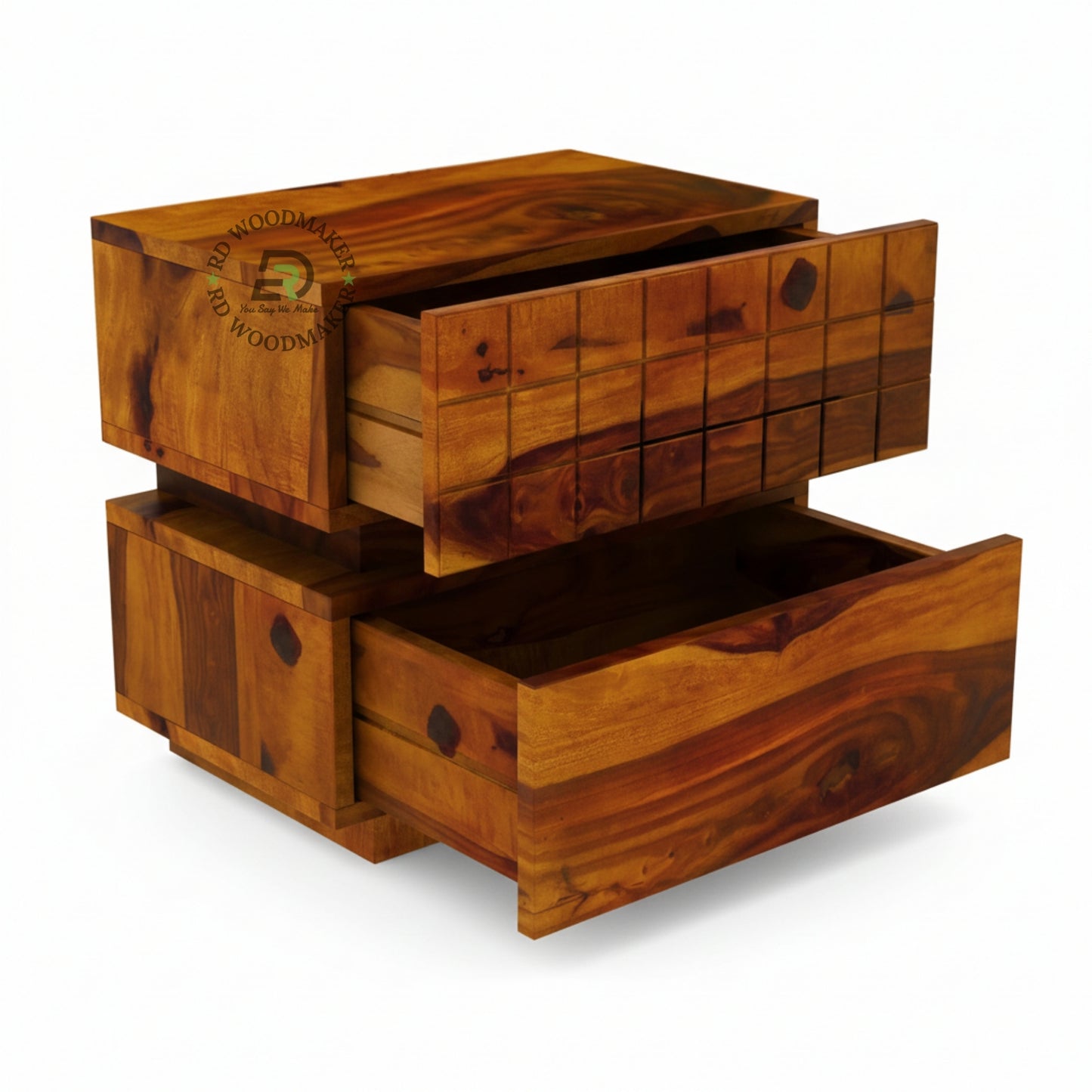 MODERN GRID-CARVED BEDSIDE