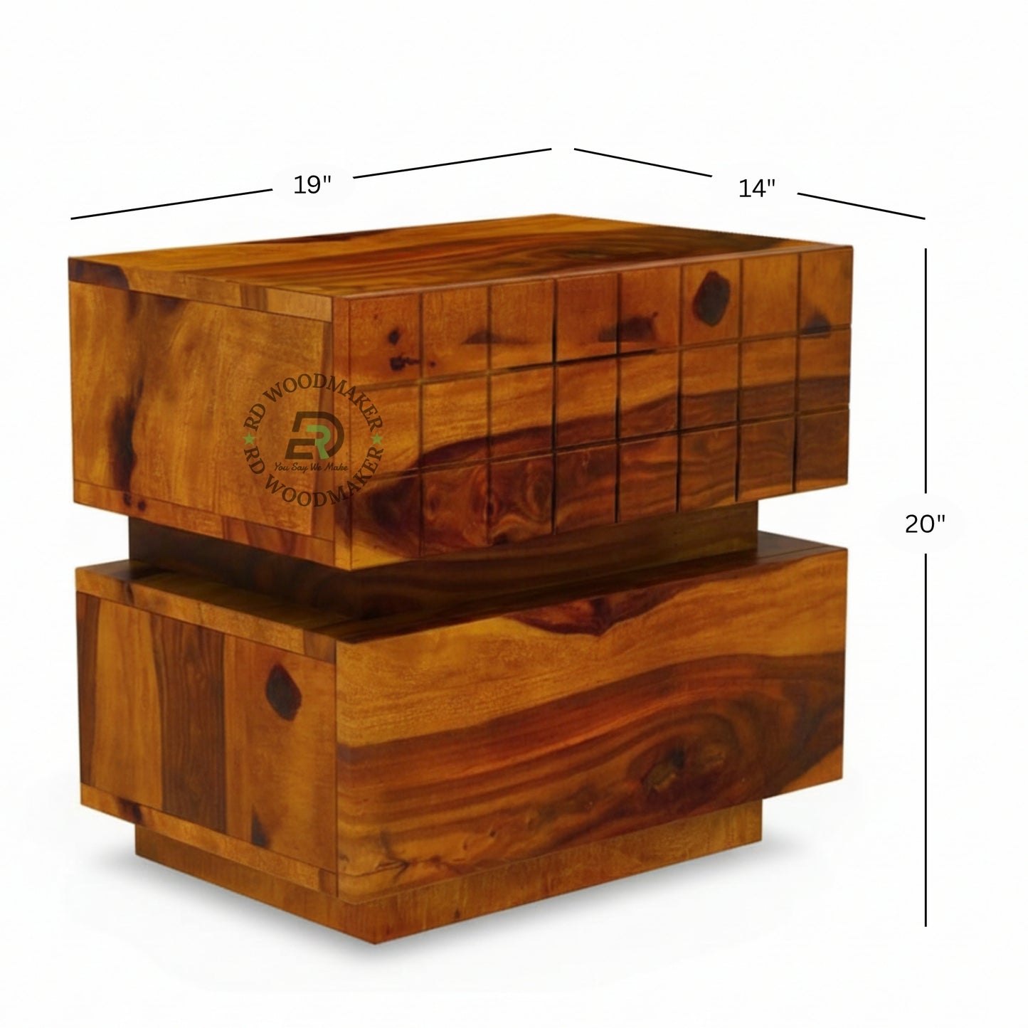 MODERN GRID-CARVED BEDSIDE