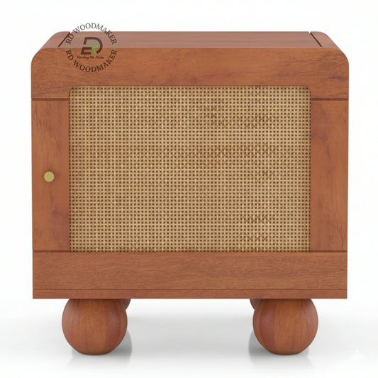 RATTAN ORB-LEG BEDSIDE