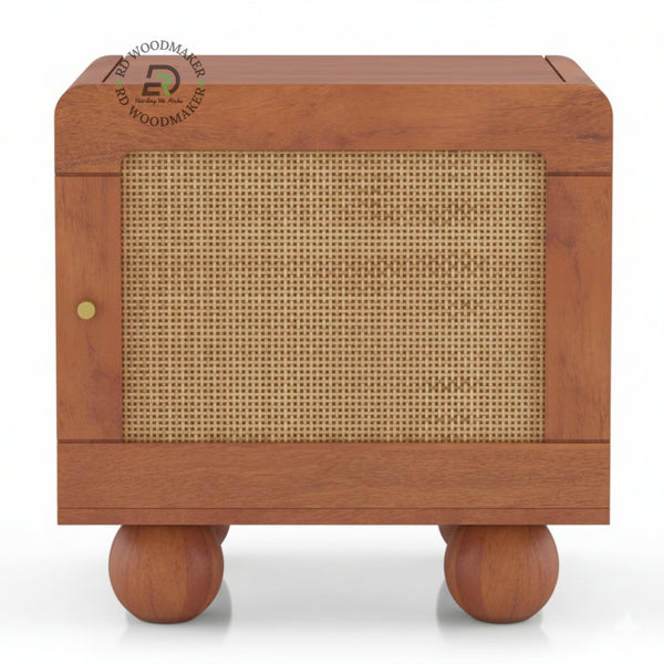 RATTAN ORB-LEG BEDSIDE