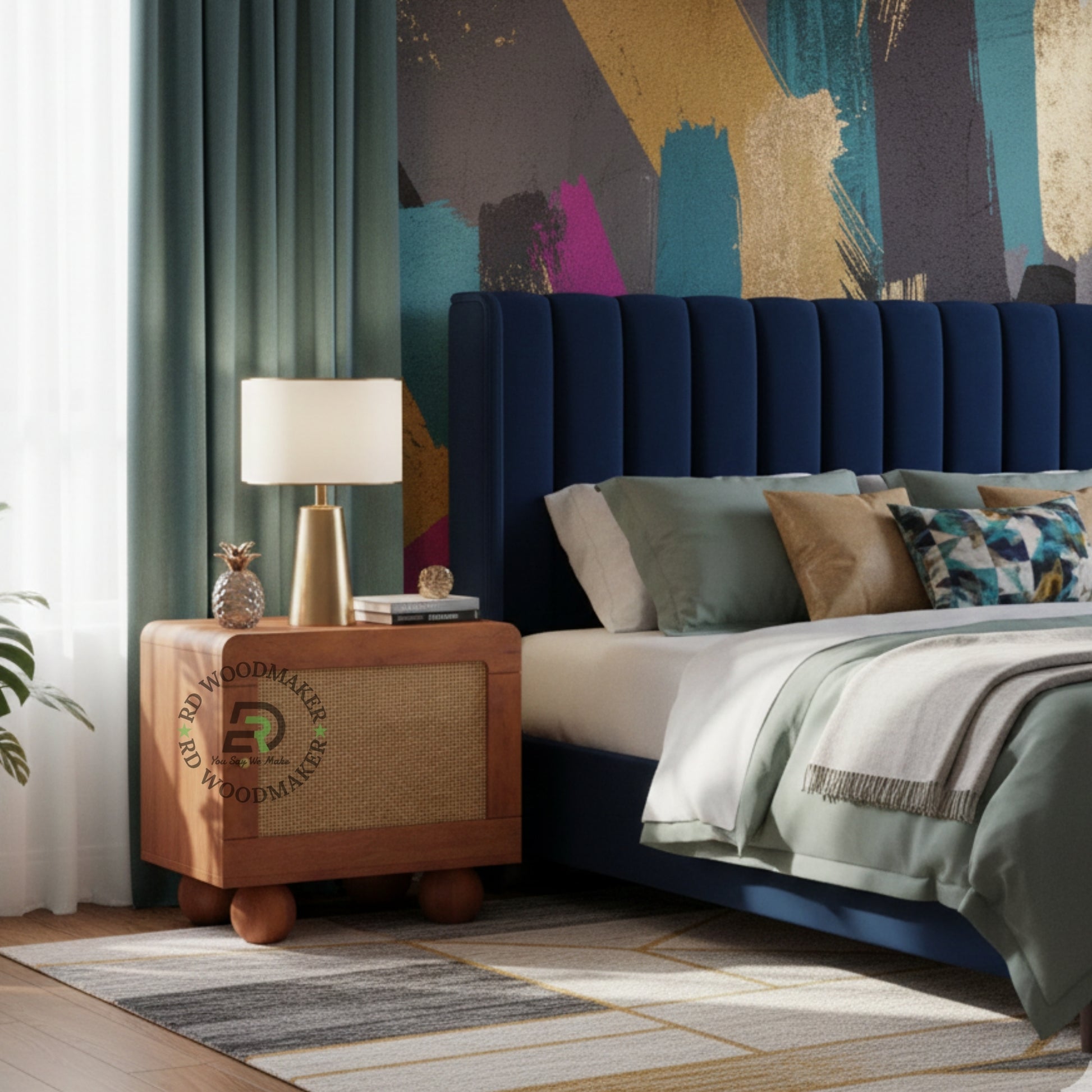 RATTAN ORB-LEG BEDSIDE